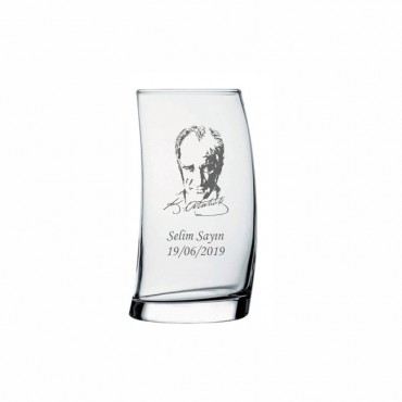 Atatürk ve İsim Yazılı Bira Bardağı